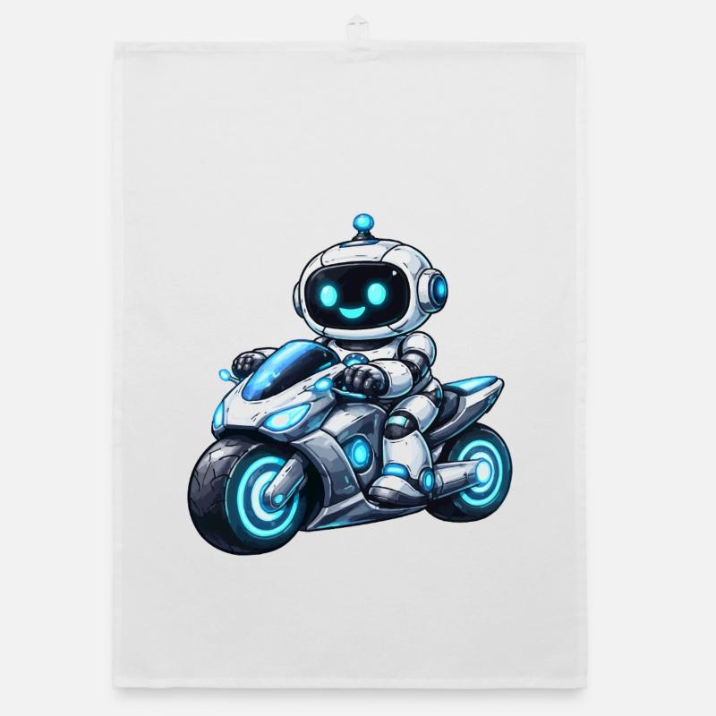 Robot on motorcycle Organic dish towel