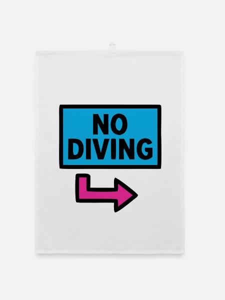 No Diving Sign Pool Retro - Organic dish towel - white - Front