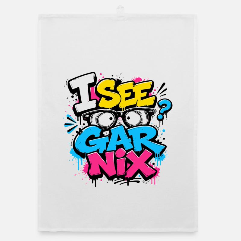 I See Gar Nix – Graffiti espiègle avec des soleils Torchon bio