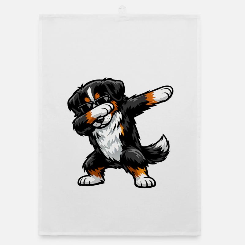 Dabbing Bernese Mountain Dog Organic dish towel
