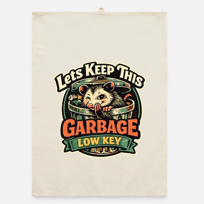 Garbage Low Key Waschbär Organic Geschirrtuch