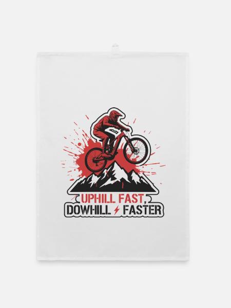 E-MTB Trash Polka Mountain Biker - Organic dish towel - white - Front