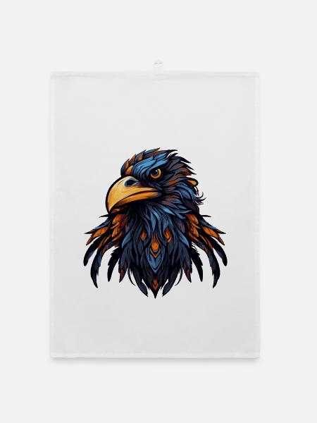 Adler Kopf Bunt Illustration - Organic Geschirrtuch - Weiß - Vorne