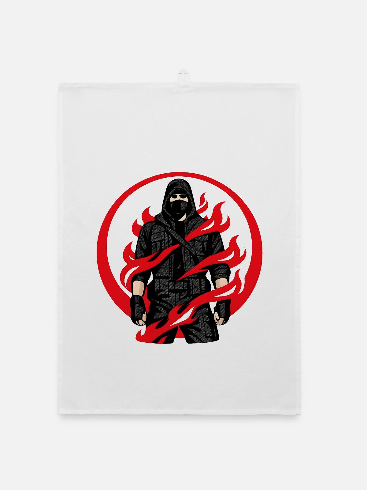 Ninja Flammenkreis - Organic Geschirrtuch - Weiß - Vorne