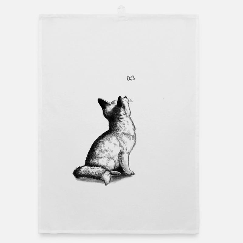 Chiot renard avec papillon Torchon bio