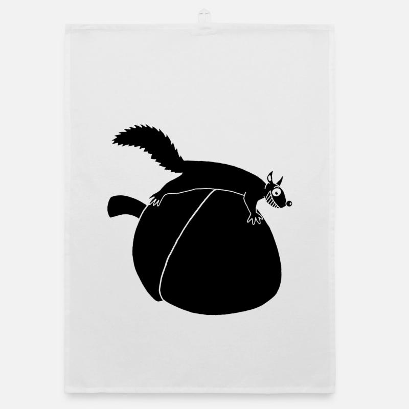 Das Eichhörnchen gegen die Eichel (schwarz) Organic Geschirrtuch