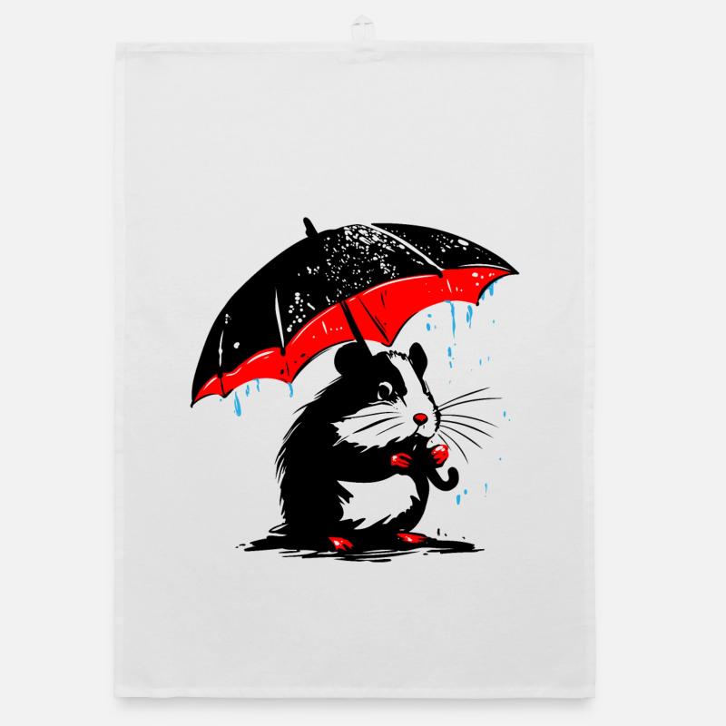 Hamster mit Regenschirm – Schmuddelwetter Organic Geschirrtuch