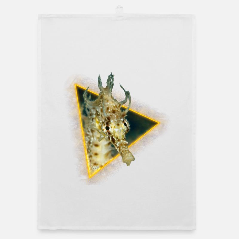 Seahorse in a triangle Organic dish towel