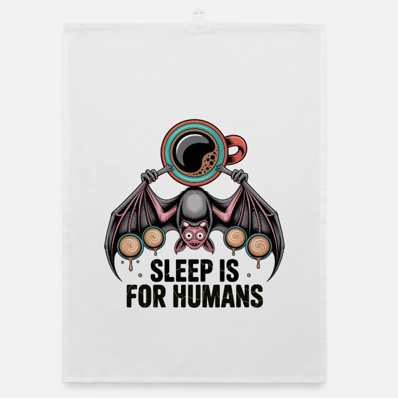 Coffee Bat Sleep Is For Humans Organic dish towel