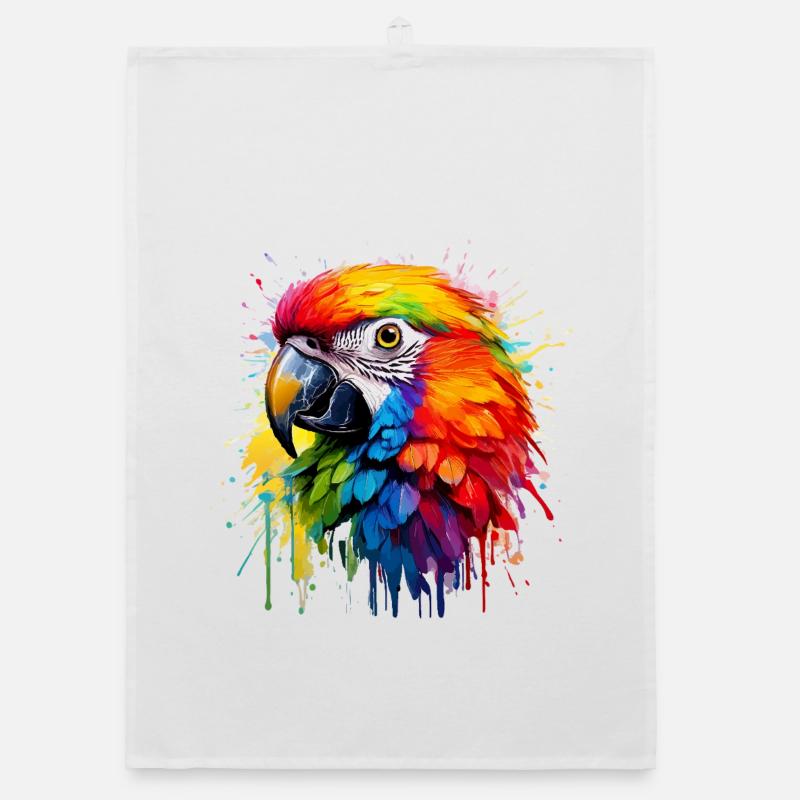 Bunter Paradiespapagei Splash - Organic Geschirrtuch - Weiß