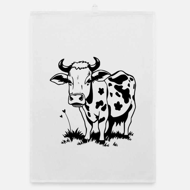 Fermier de cadeaux noirs de vache Torchon bio
