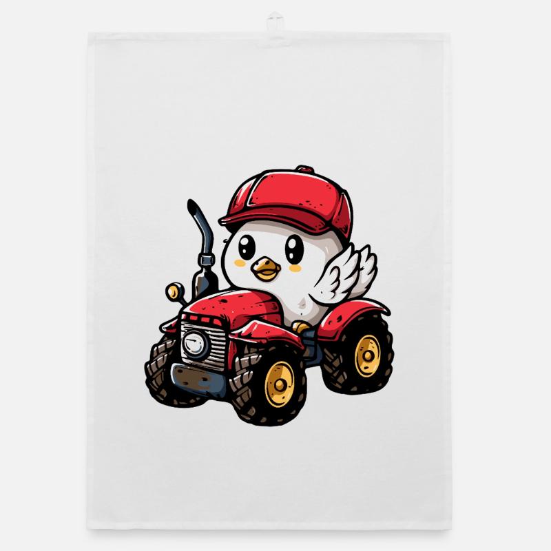 Taube Vogel Traktor Farmer Organic Geschirrtuch