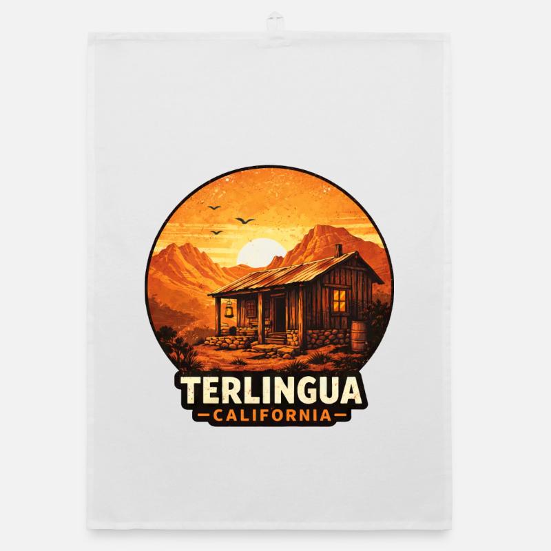 Motif de coucher de soleil de la cabane du désert de Terlingua Torchon bio