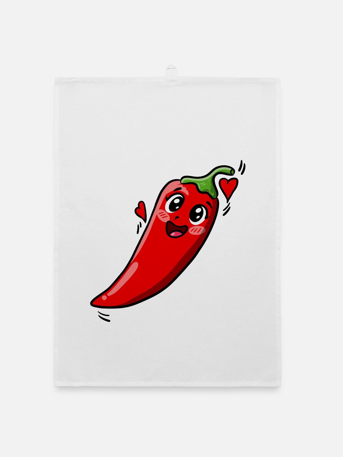 Chili_Pepper - Organic Geschirrtuch - Weiß - Vorne