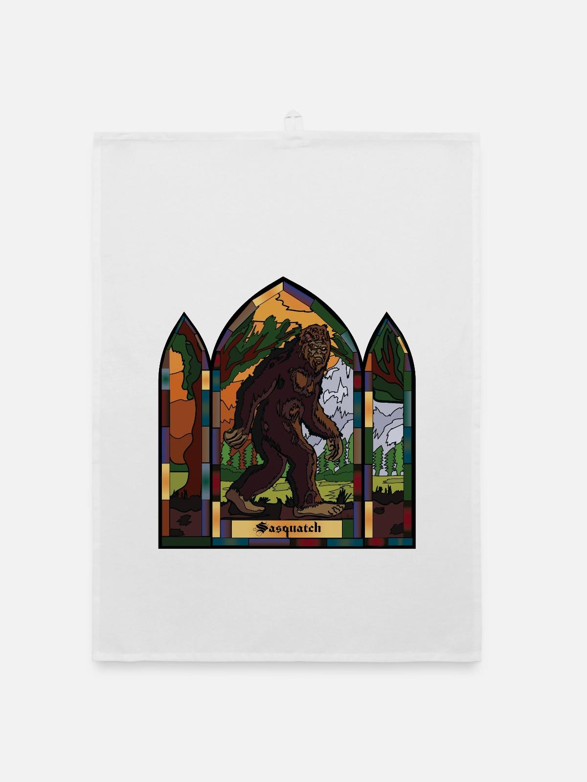 Sasquatch Buntglasfenster - Organic Geschirrtuch - Weiß - Vorne
