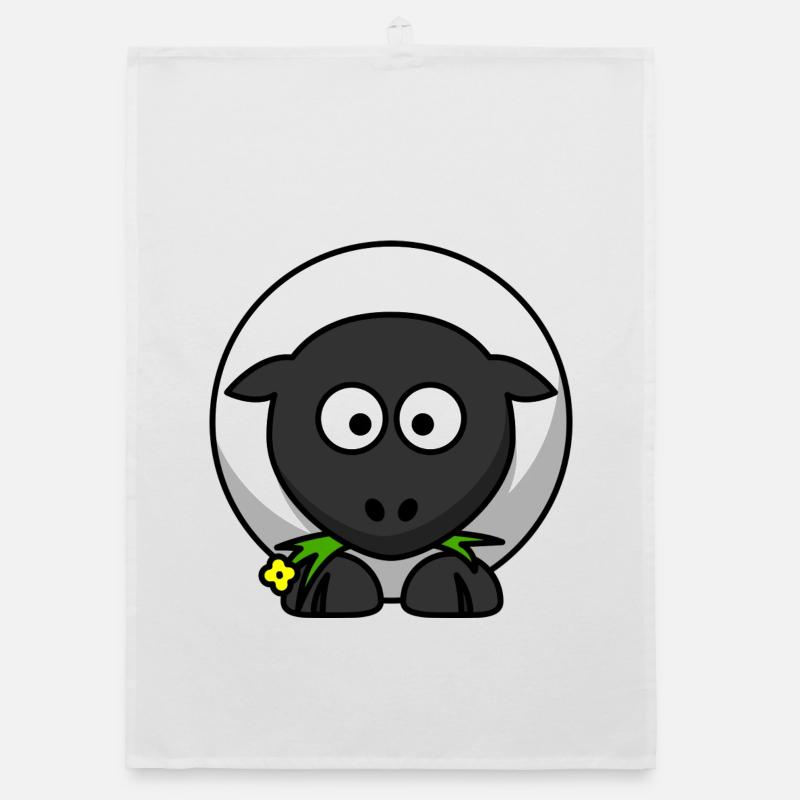 Dessin animé de mouton de nuit au clair de lune - Torchon bio - blanc