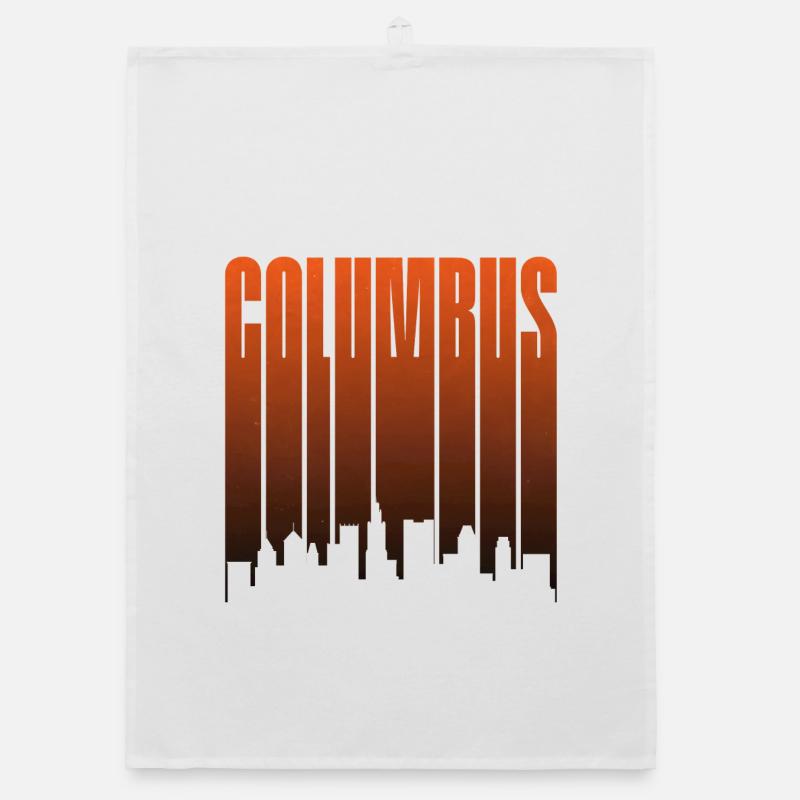 Columbus Skyline Sunset Gradient Organic dish towel