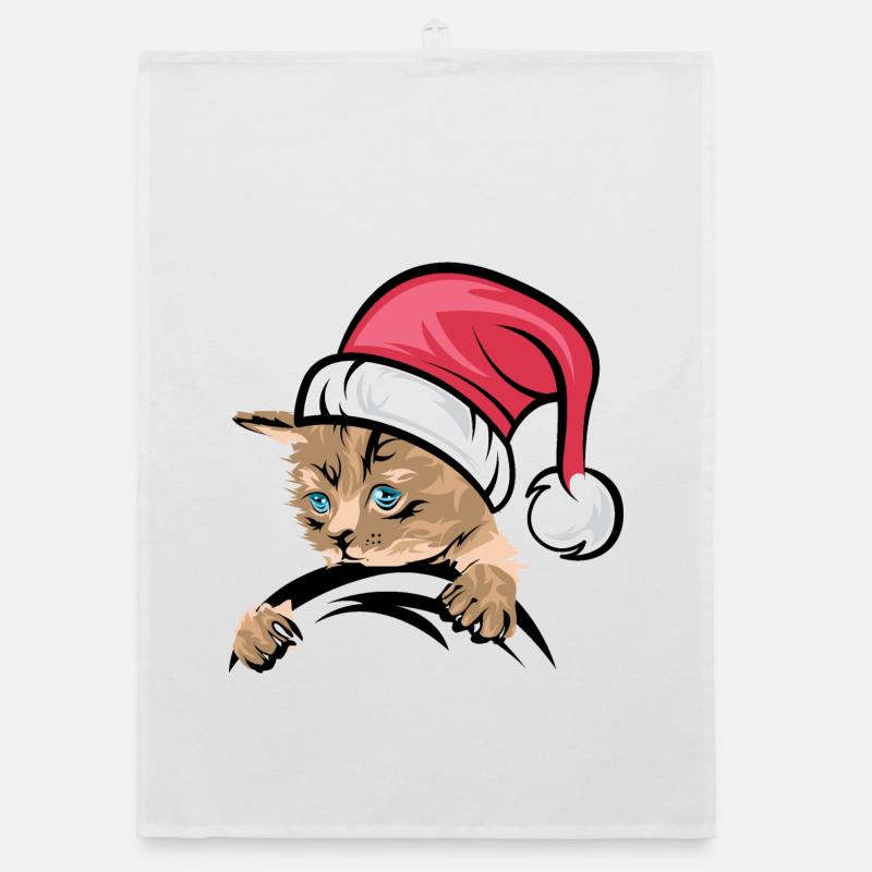 Icône de chat de Noël Icône de chat Bandes dessinées de Noël Torchon bio