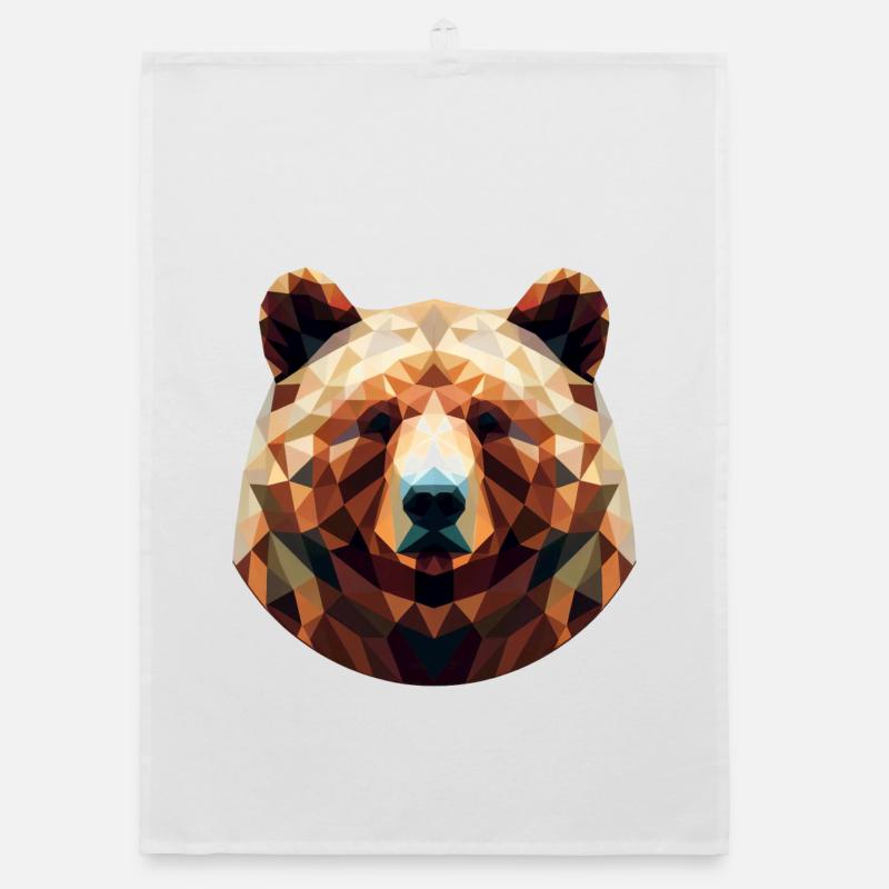 Polygon-Braunbär bär braunbär im polygon geometri - Organic Geschirrtuch - Weiß