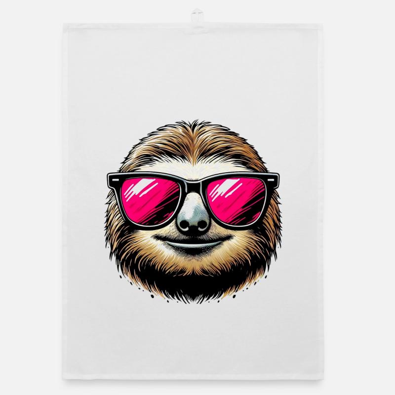 Sloth with Sunglasses Organic dish towel