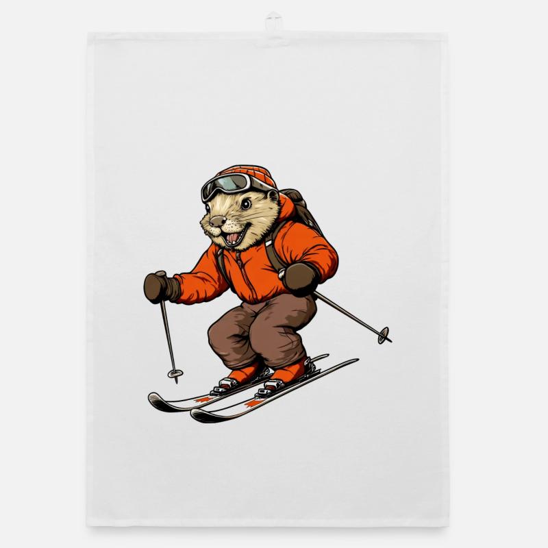 Ski Beaver Organic dish towel