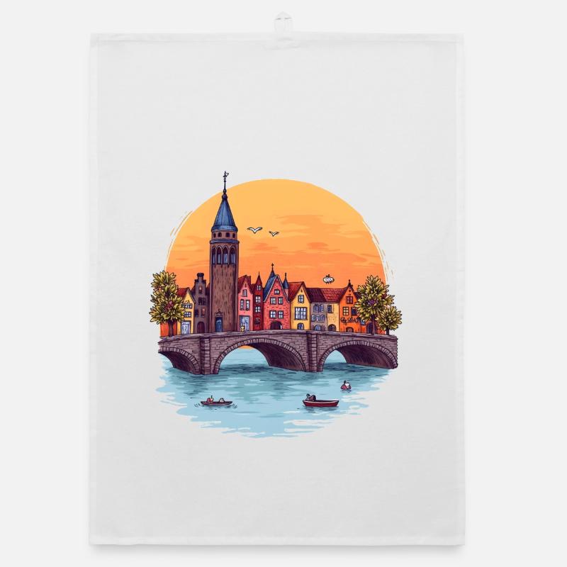 Amsterdam Skyline -  - Organic Geschirrtuch - Weiß