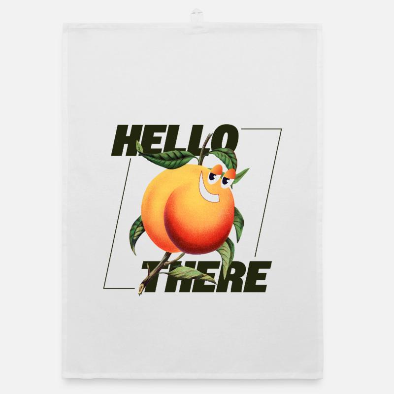 Peach Retro – Déclaration Hello There Torchon bio