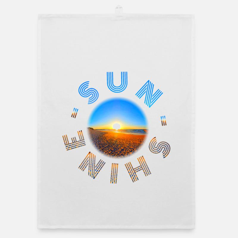 Coucher de soleil sur la plage Design Torchon bio