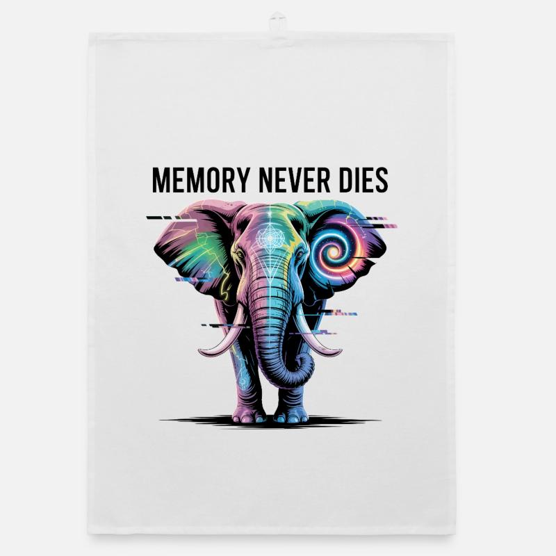 Psychedelic Elephant with Cosmic Spiral Organic dish towel