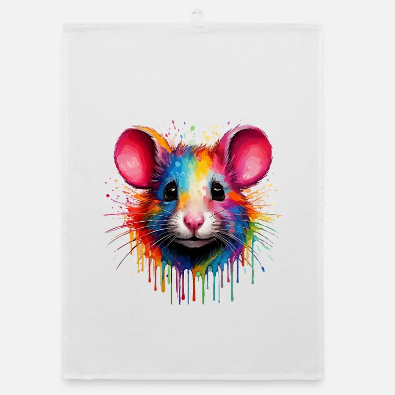 Regenbogenmaus Kopf Organic Geschirrtuch