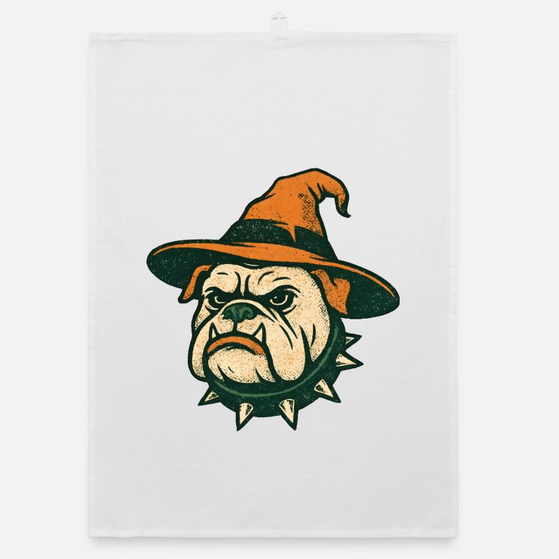 Bouledogue Sorcier Halloween Torchon bio