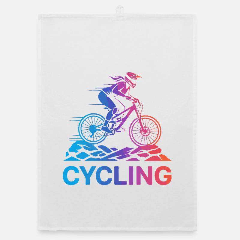 Gradient Cyclist on Rugged Trail Organic dish towel