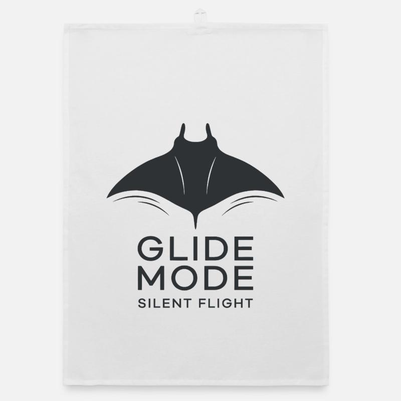 GLIDE MODE – minimalistische Mantarochen-Silhouett - Organic Geschirrtuch - Weiß