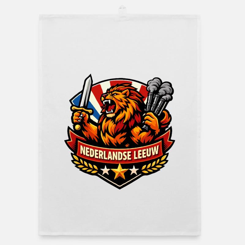 Dutch Lion with Sword and Smoke Organic dish towel