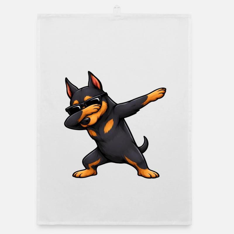 Dabbing Doberman Organic dish towel