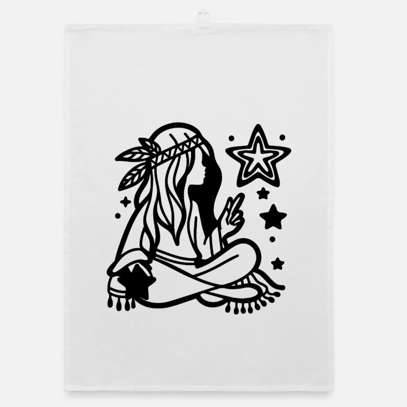 Dream Catcher Eclipse – Mystical Minimalist Black  Organic dish towel
