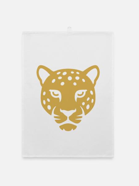 Diskreter minimalistischer Leopard in Gold - Organic Geschirrtuch - Weiß