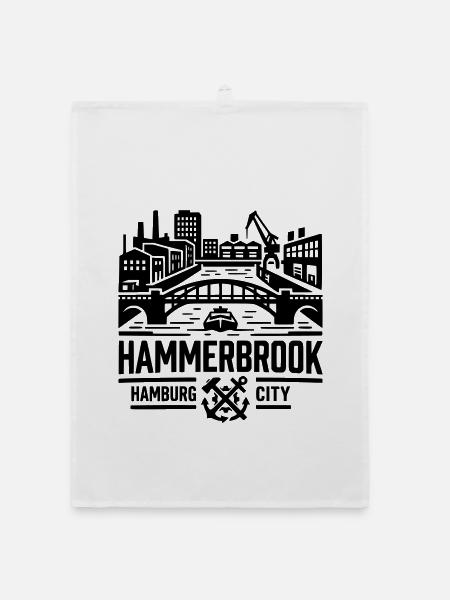 Hammerbrook Hamburg Hafen City Süd - Organic Geschirrtuch - Weiß