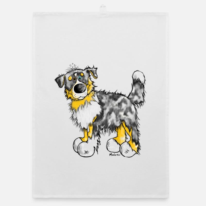 Aussie - Australian Shepherd - Hund - Dog - Organic Geschirrtuch - Weiß