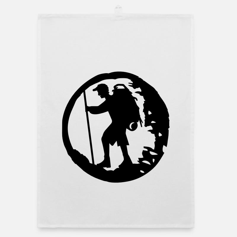 A hiker with backpack and trekking pole Organic dish towel