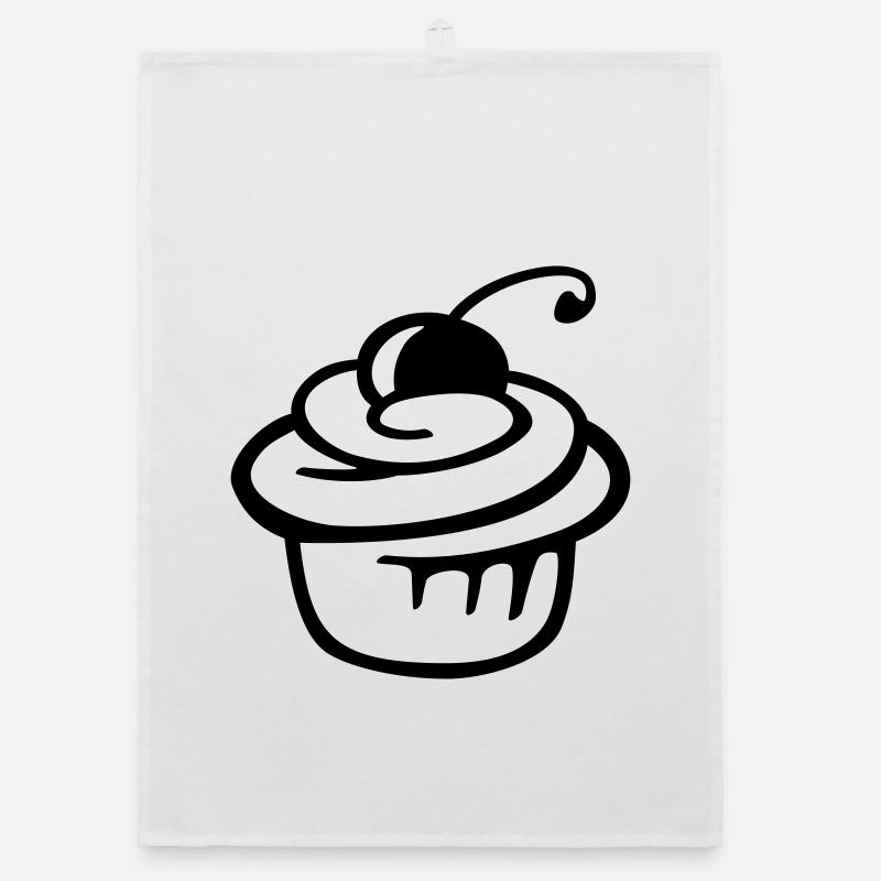 Cupcake Kirsche – Süßer Kuchen & Partyspaß - Organic Geschirrtuch - Weiß