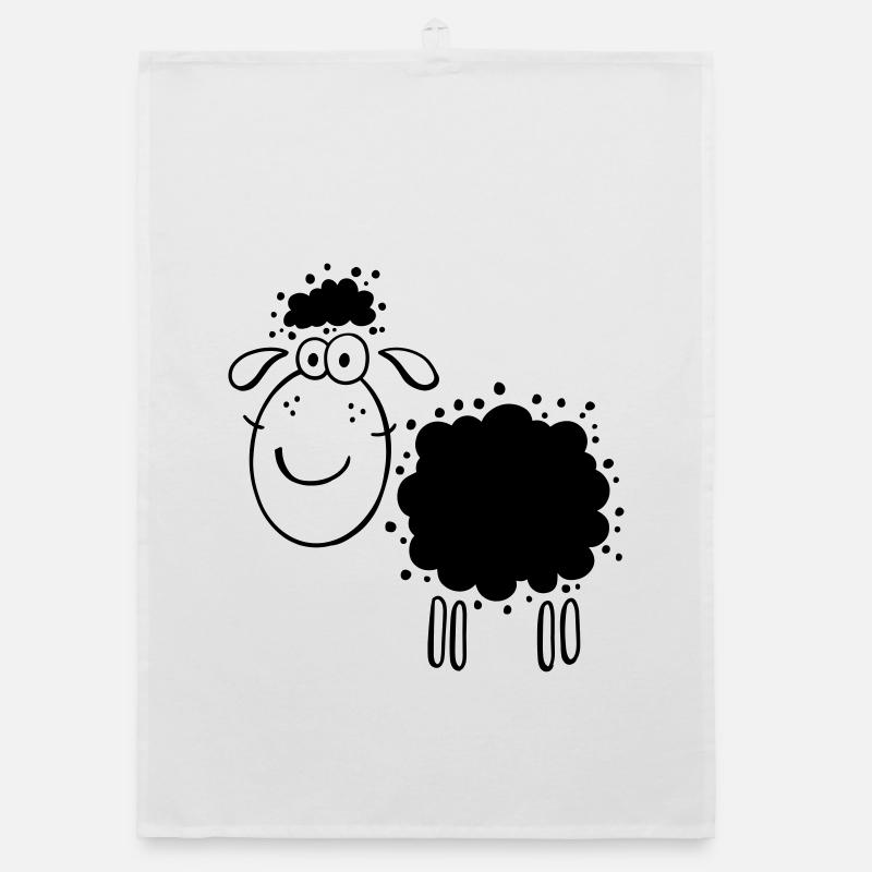 Wolliges Schaf - Schafe - Schäfchen - Comic - Organic Geschirrtuch - Weiß