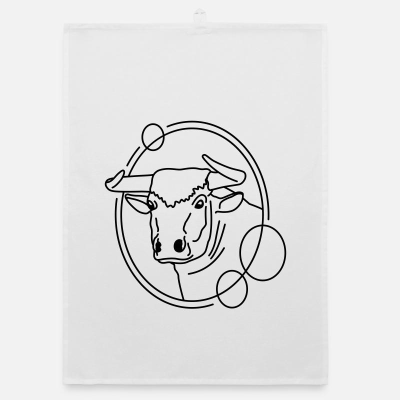 Taureau en forme géométrique - Conception d’art au trait Torchon bio