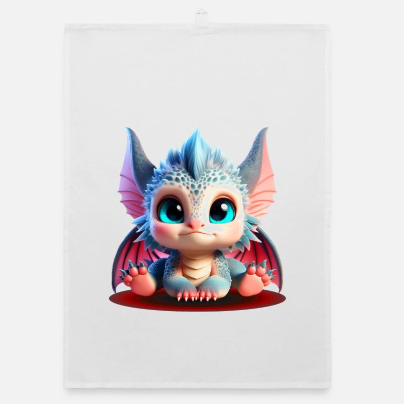 Adorables bébés Dragons | Édition Chibi colorée Torchon bio
