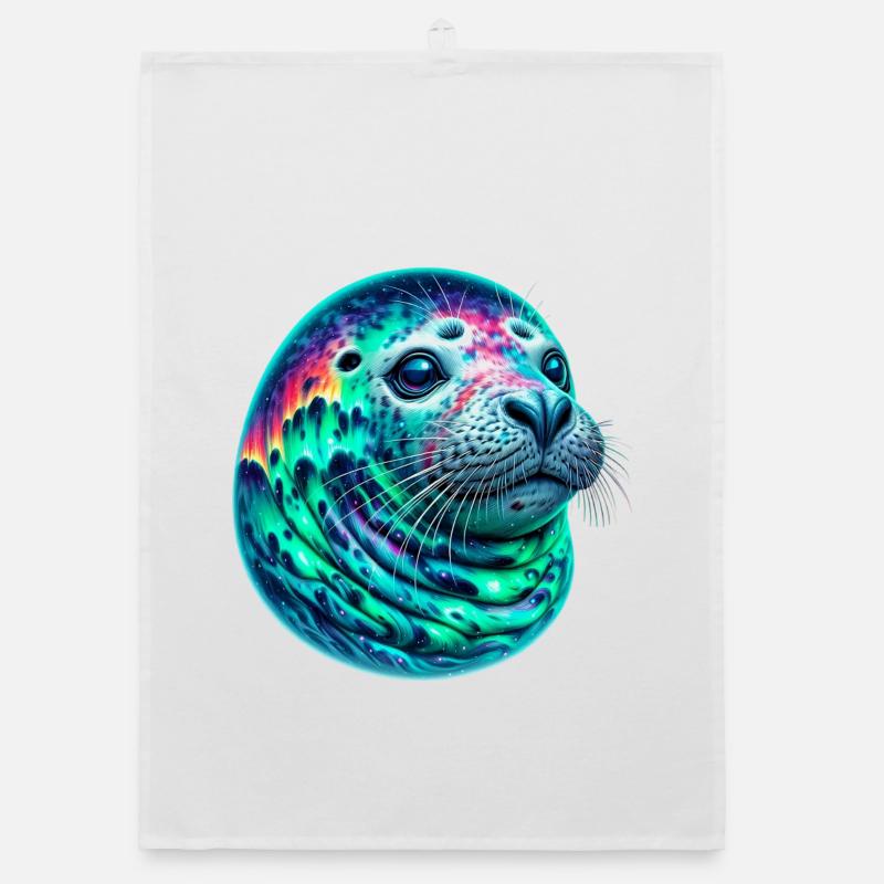 Aurora Borealis Seal Organic dish towel