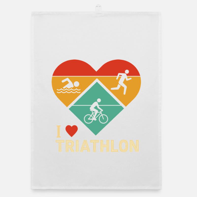 Triathlon Herz Illustration Organic Geschirrtuch