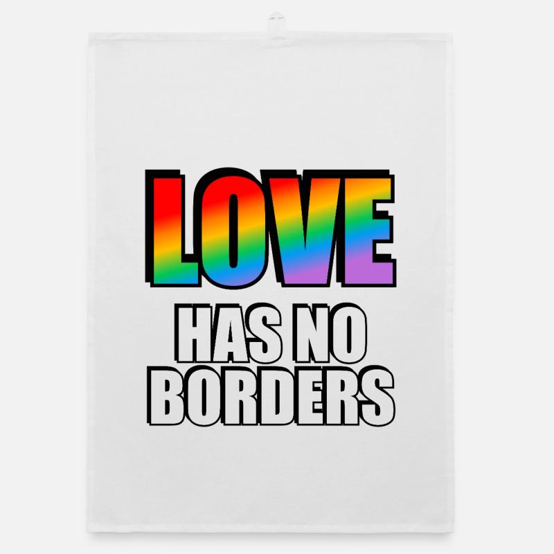 Rainbow Love Has No Borders Gay Pride Merch Organic dish towel