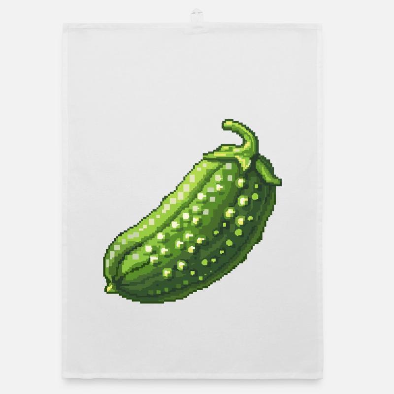 Pixel Concombre Vert Rétro Torchon bio