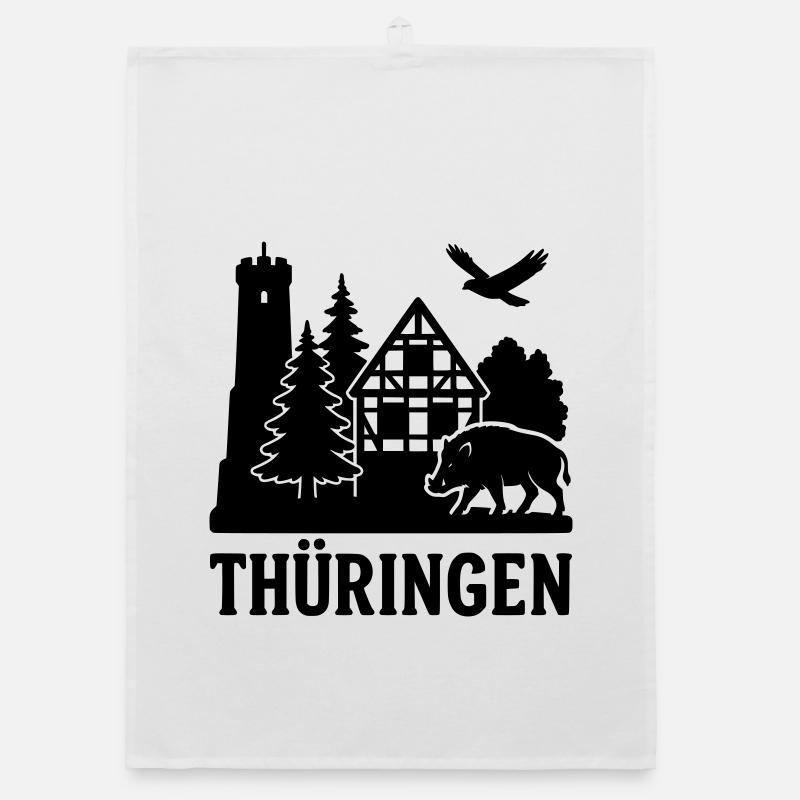 thüringen silhouette Organic Geschirrtuch