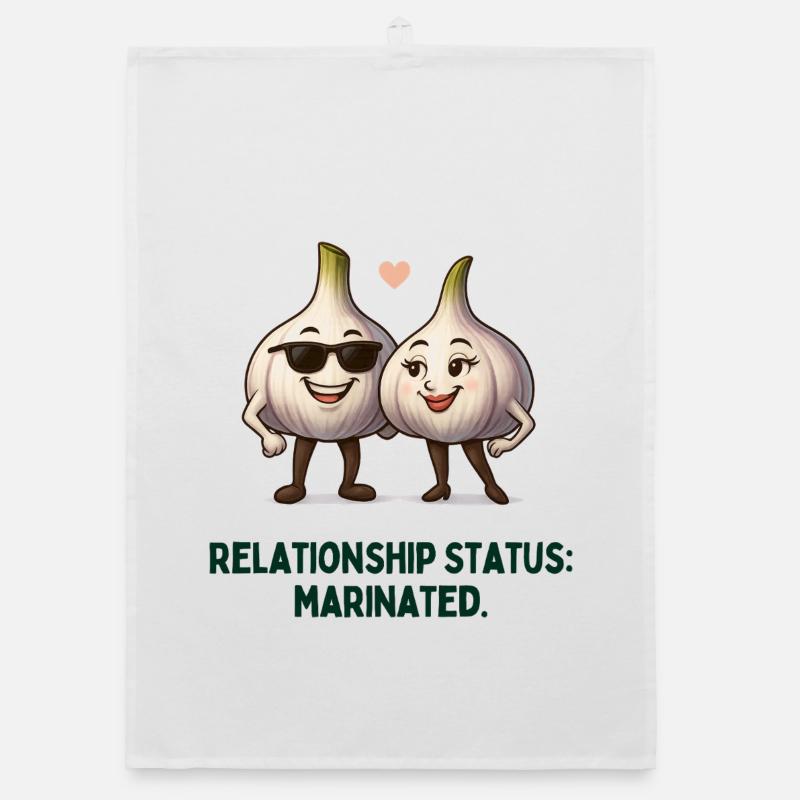 Garlic Relationship Status Marinated Cartoon Organic dish towel